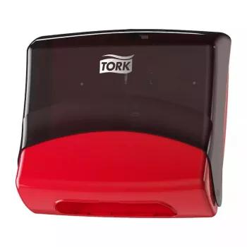 Dávkovač papierových utierok Tork 654008 — nástenný, šírka 427 mm, hĺbka 206 mm, výška 394 mm, červený