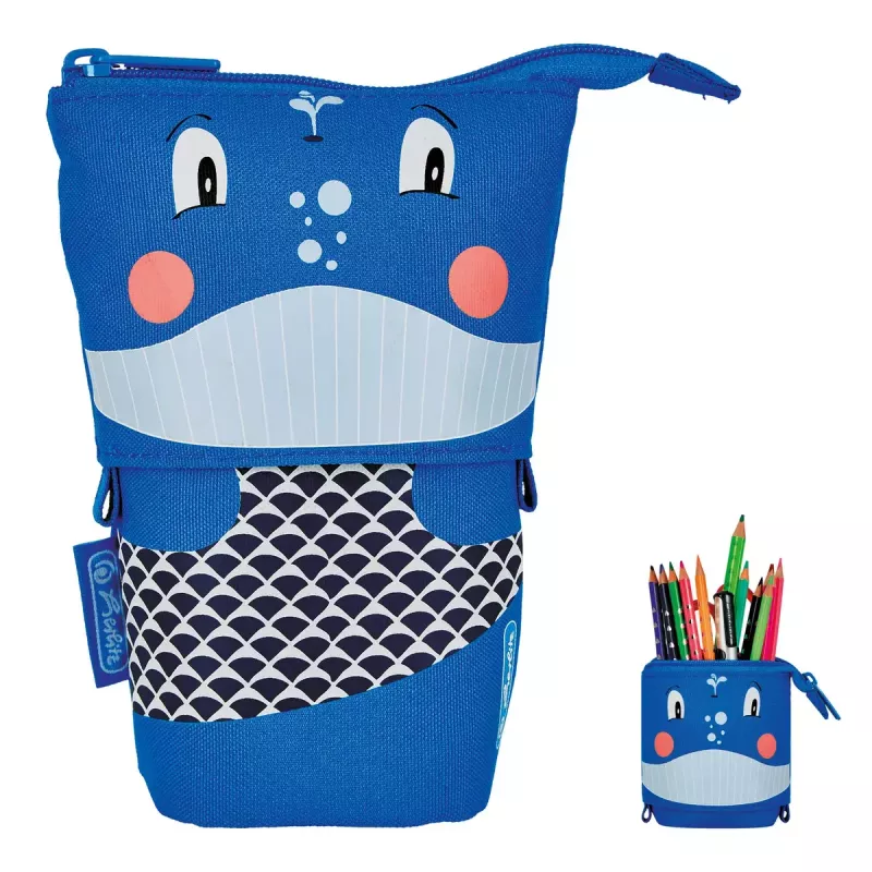 Mäkké peračník Herlitz Whale polyester čierny modrý ružový
