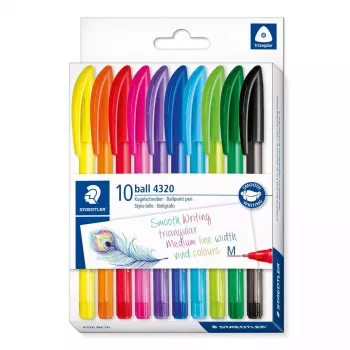 Zatiaľovací guľôčkové pero s klipom Staedtler Ball 4320 viacfarebné 10 kusov