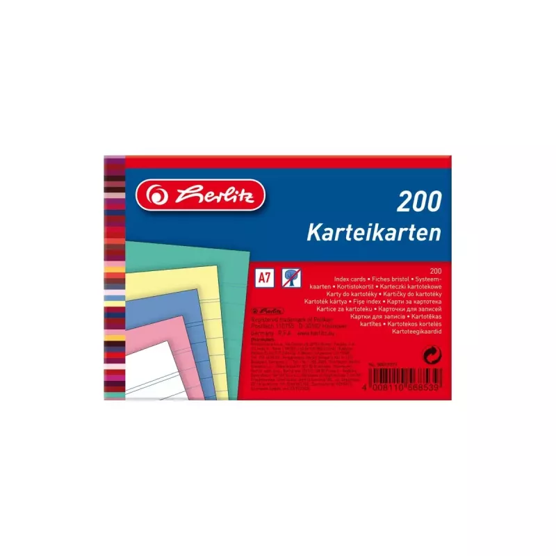 Kartotékové lístky Herlitz 50019373 modrá ružová Rosenrot