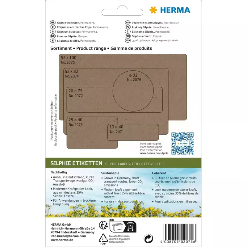 HERMA 2075 samolepiace etikety obdĺžnikové so zaoblenými rohmi permanentné hnedá 72 ks