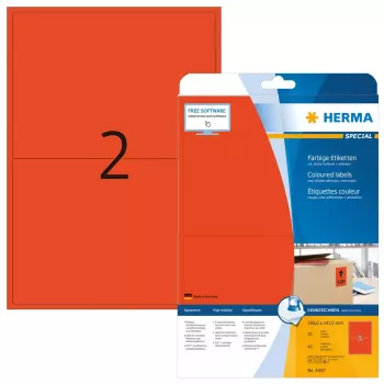 Samolepiaca tlačová etiketa HERMA Coloured Labels A4 199,6x143,5 mm červená papier matný 40 ks