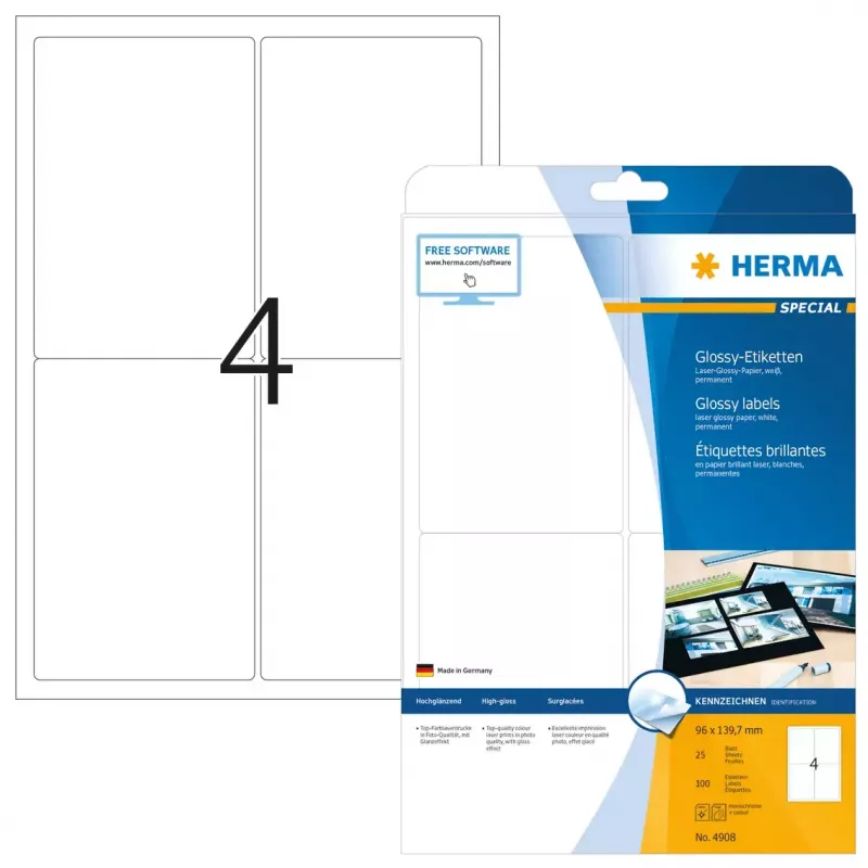 Samolepiaca tlačová nálepka HERMA 4908 A4 96x139,7 mm