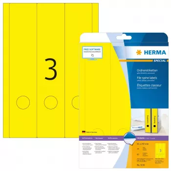Etikety na spisy HERMA A4 61x297 mm žltá papier matný nepriehľadný 60 ks