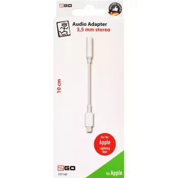 Audio kábel 2GO 797140 0,1 m 3,5 mm Lightning biely
