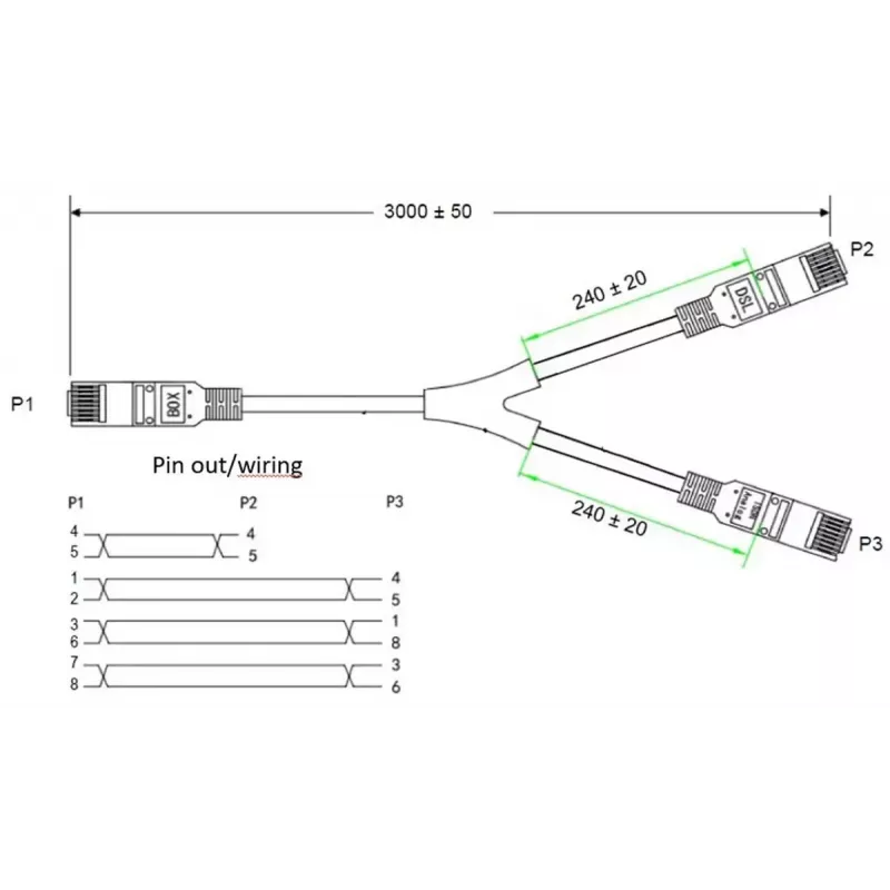 Goobay 95286 adaptérový kábel TAE, 2x RJ45 na RJ45 (8P8C) / TAE-F, 3 m, čierna/sivá