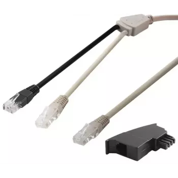 Goobay 95286 adaptérový kábel TAE, 2x RJ45 na RJ45 (8P8C) / TAE-F, 3 m, čierna/sivá