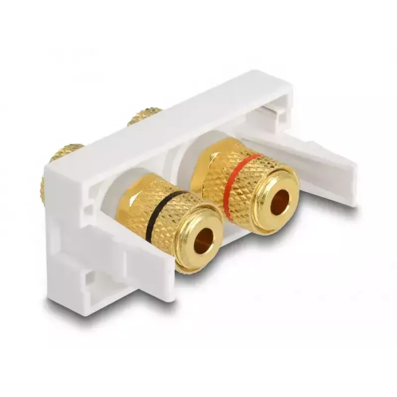 Delock Easy 45 modul Snap-in, 2 x Binding Post, farebný krúžok červený/čierny, biela RAL 9003 (81397)