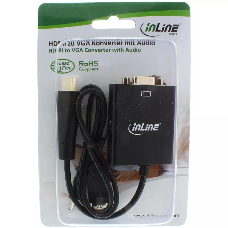 InLine konvertor HDMI na VGA so vstupom pre audio HDMI výstup VGA a stereo audio