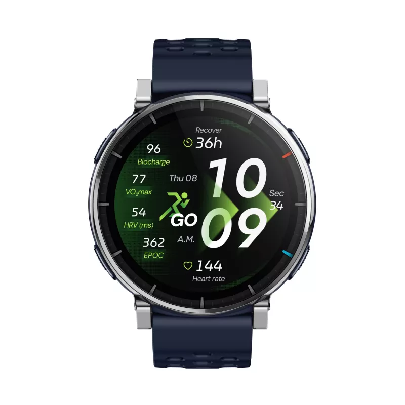 Smartwatch Amazfit W2558GL2N — 1,32 palca (3,35 cm) AMOLED 466×466 px, GPS, 365 mAh, silikónový remienok (modrá)