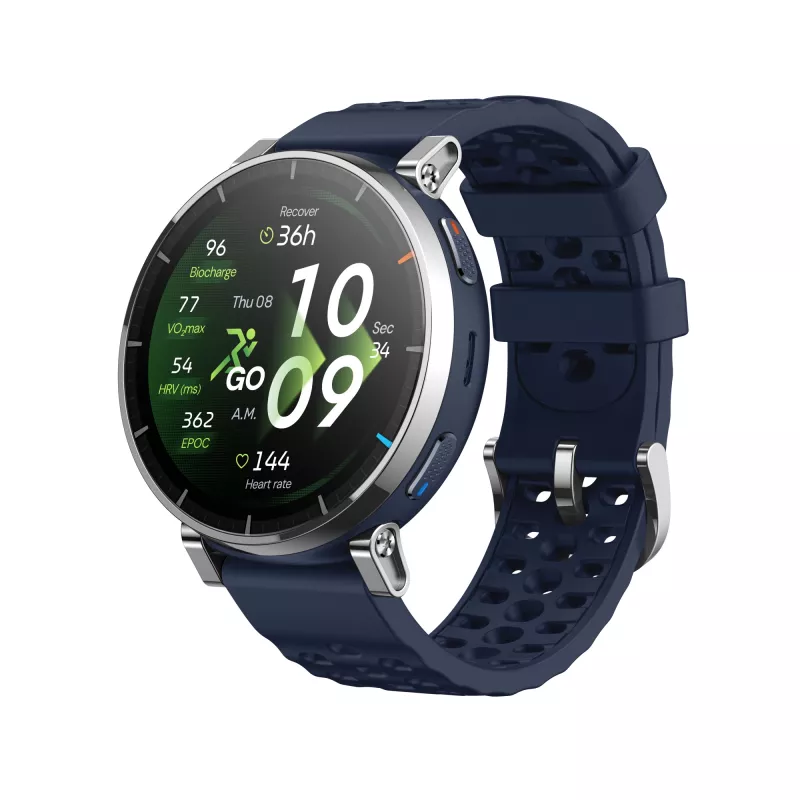 Smartwatch Amazfit W2558GL2N — 1,32 palca (3,35 cm) AMOLED 466×466 px, GPS, 365 mAh, silikónový remienok (modrá)
