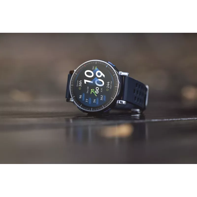 Smartwatch Amazfit W2558GL2N — 1,32 palca (3,35 cm) AMOLED 466×466 px, GPS, 365 mAh, silikónový remienok (modrá)