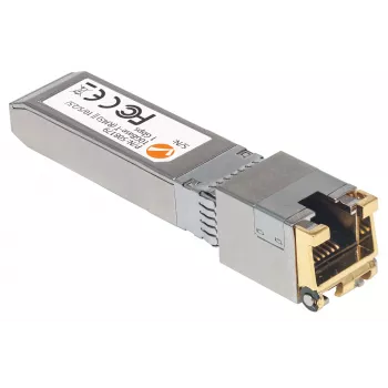 Intellinet transceiver modul, 10 Gigabit medený SFP+, 10GBase-T (RJ45) port, 30 m, rýchlosť prenosu dát až do 10 Gbit/s s kabelážou Cat6a, Ethernet, Fiber/sklenené vlákno, MSA-kompatibilný, ekvivalent k Cisco MA-SFP-10G-T, záruka tri roky