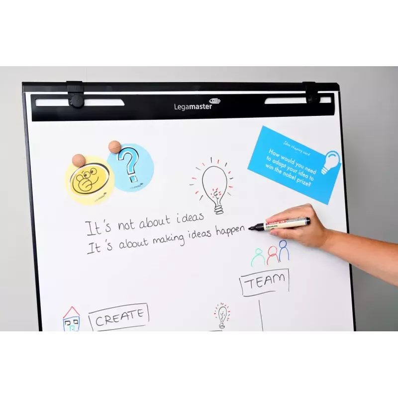Mobilný flipchart s okrúhlou základňou Legamaster SKETCH EASY – oceľ, 5 koliesok, 720×600 mm