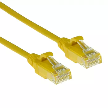 ACT žltá 0,25 m LSZH U/UTP CAT6 DataCenter Slimline patch kábel s RJ45 konektormi, bez zaisťovacej západky