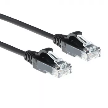 ACT čierny 10 metrov LSZH U/UTP CAT6 Datacenter Slimline patch kábel s ochranou proti zámku a RJ45 konektormi