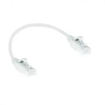 ACT biely 0,25 m LSZH U/UTP CAT6 Datacenter Slimline patch kábel s ochranou zámku s RJ45 konektormi