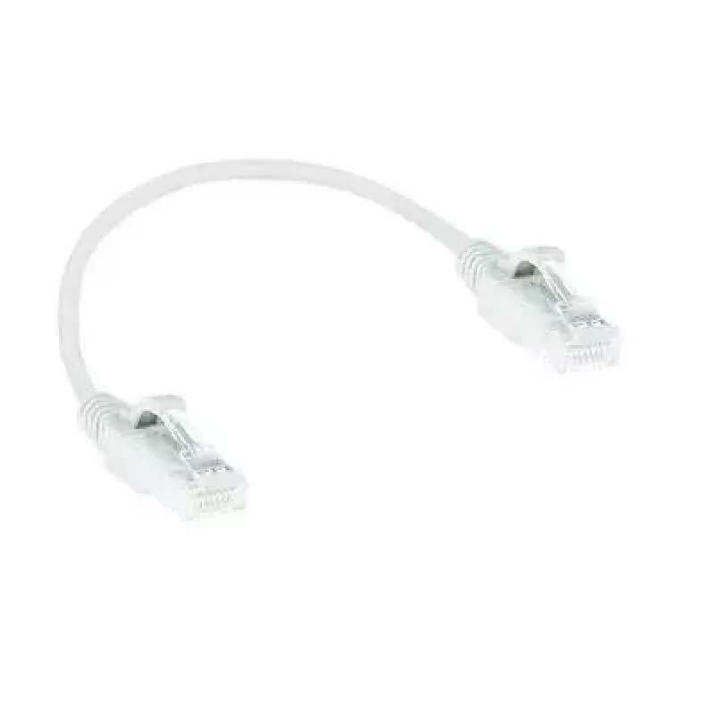 ACT biely 0,25 m LSZH U/UTP CAT6 Datacenter Slimline patch kábel s ochranou zámku s RJ45 konektormi