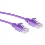 ACT fialový 0,25 metra LSZH U/UTP CAT6 Datacenter Slimline patch kábel snagless s RJ45 konektormi