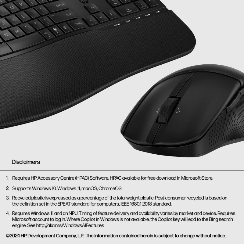 HP 680 Comfort Dual-Mode sada klávesnice a myši, Full-Size (100%), bezdrôtová, RF Wireless + Bluetooth, QWERTY, čierna, myš súčasťou