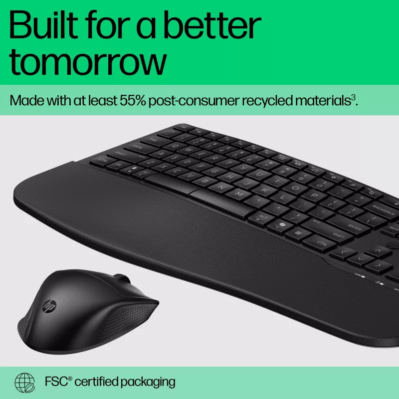 HP 680 Comfort Dual-Mode sada klávesnice a myši, Full-Size (100%), bezdrôtová, RF Wireless + Bluetooth, QWERTY, čierna, myš súčasťou