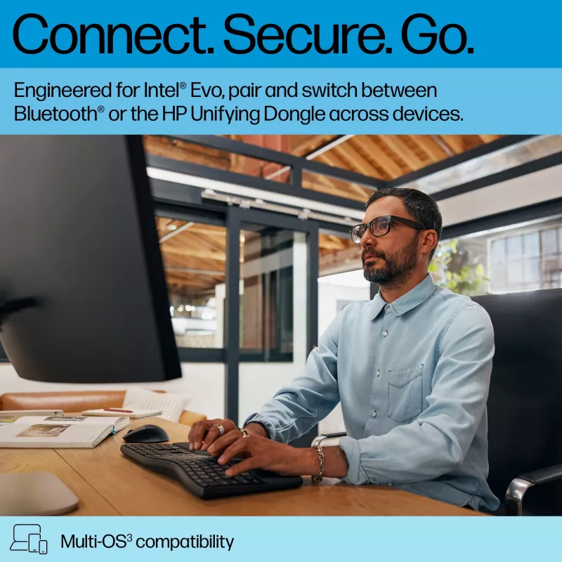 HP 680 Comfort Dual-Mode klávesnica, plná veľkosť (100%), bezdrôtová, RF Wireless + Bluetooth, QWERTY, čierna