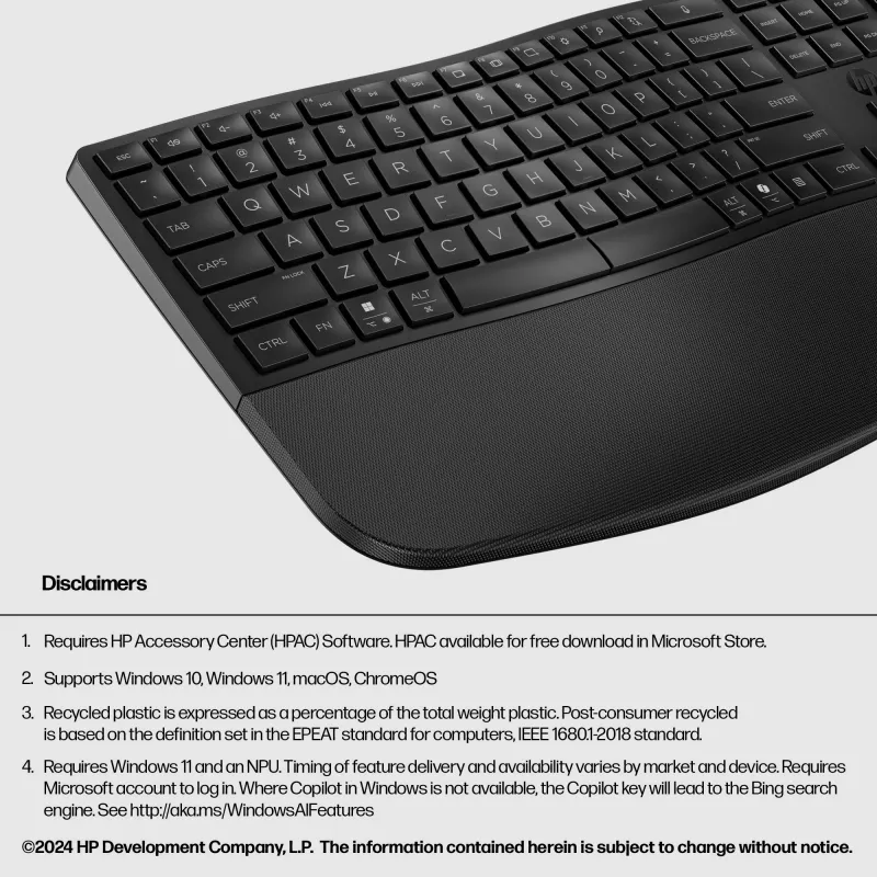 HP 680 Comfort Dual-Mode klávesnica, plná veľkosť (100%), bezdrôtová, RF Wireless + Bluetooth, QWERTY, čierna