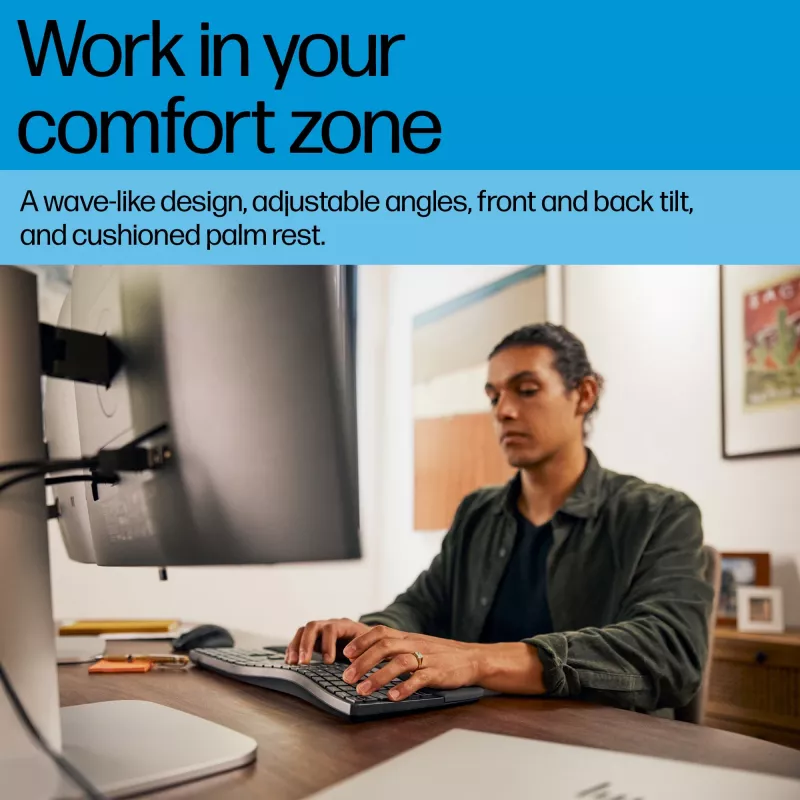 HP 680 Comfort Dual-Mode klávesnica, plná veľkosť (100%), bezdrôtová, RF Wireless + Bluetooth, QWERTY, čierna