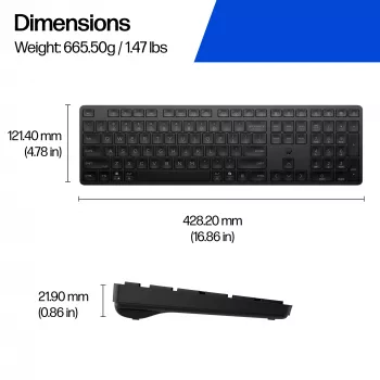 HP 490K Multi-Device Dual-Mode klávesnica, Full-Size (100 %), bezdrôtová, USB + Bluetooth, QWERTY, čierna
