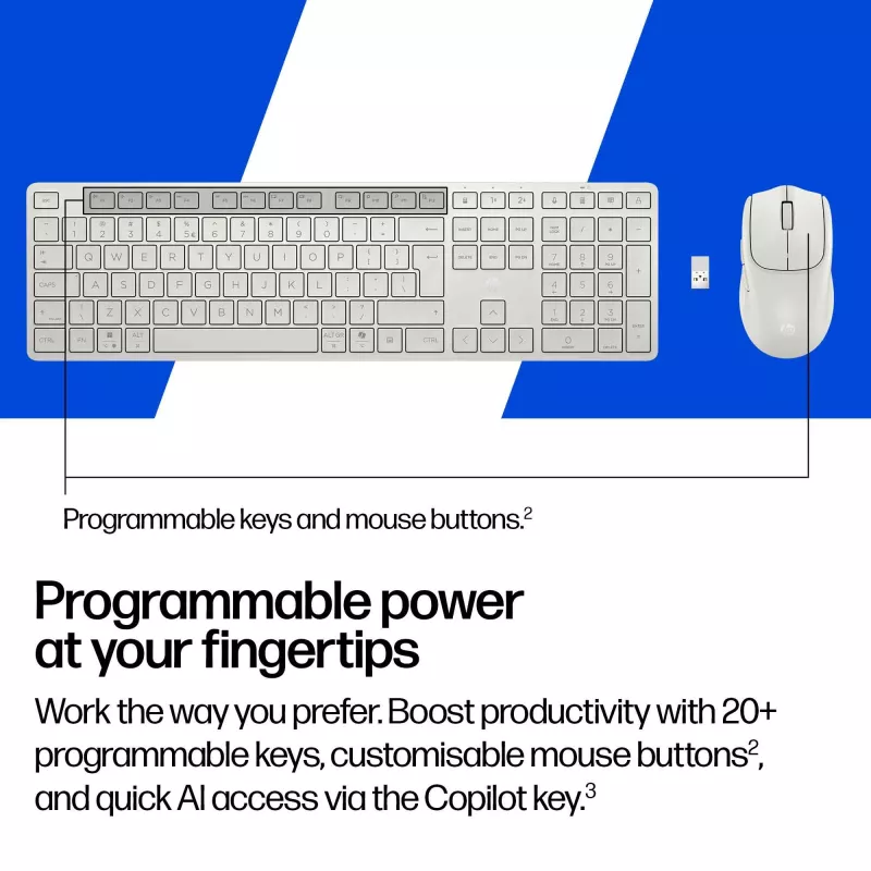 HP 490C Multi-Device Dual-Mode Kombinácia klávesnice a myši, biela