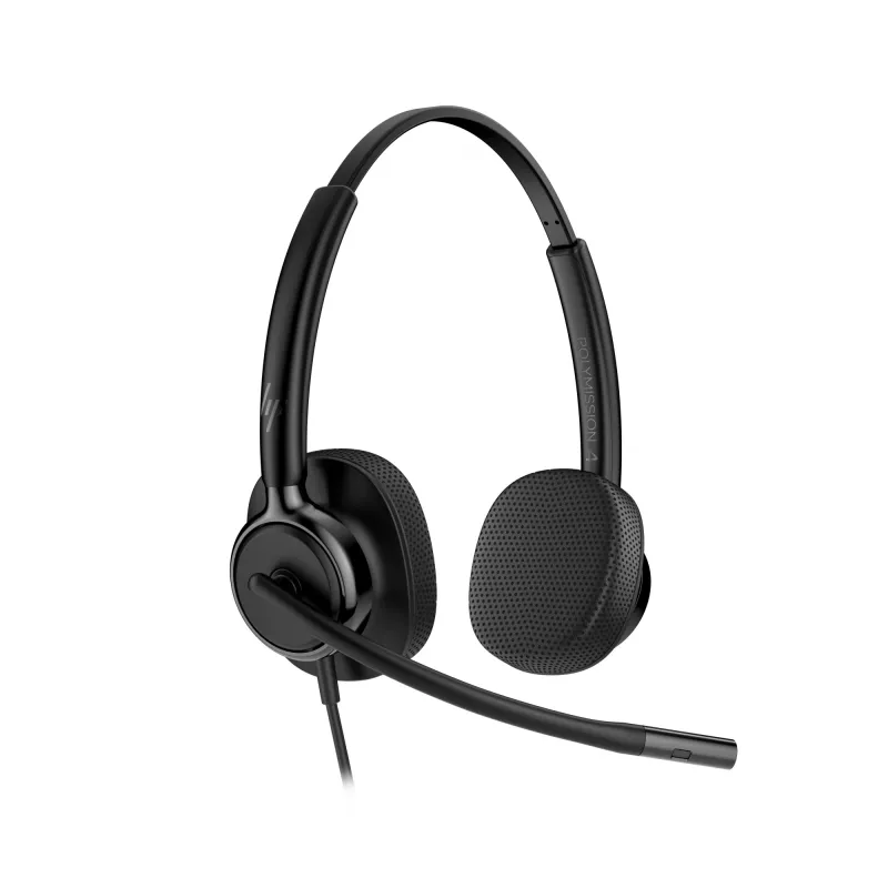 Káblový stereo headset HP Poly Mission 425 USB — Bulk, hmotnosť 132 g