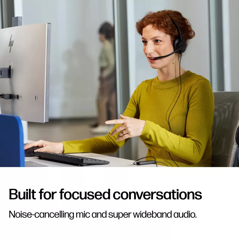 Káblový stereo headset HP Poly Mission 425 USB — Bulk, hmotnosť 132 g