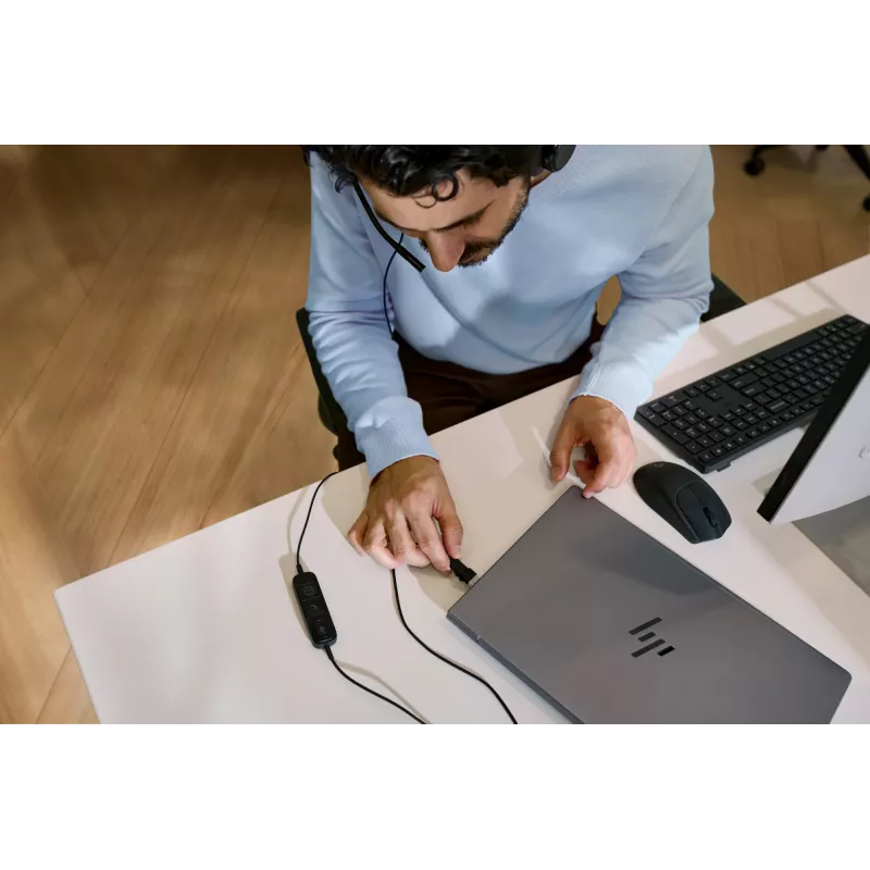 Káblový stereo headset HP Poly Mission 425 USB — Bulk, hmotnosť 132 g