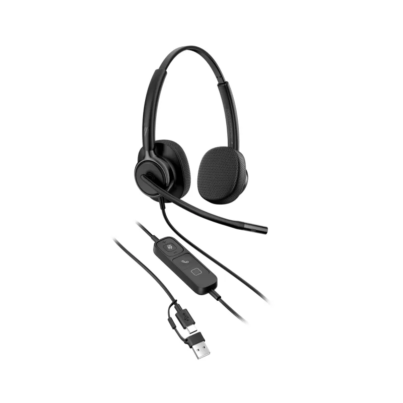 Káblový stereo headset HP Poly Mission 425 USB — Bulk, hmotnosť 132 g