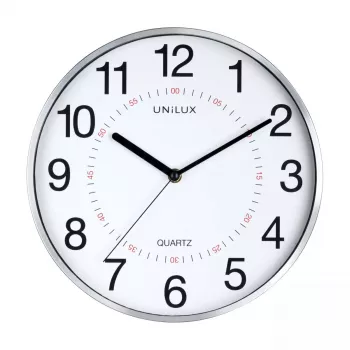 Kremenné hodiny Unilux 400094280 okrúhle sivé nástenné/stolné hodiny