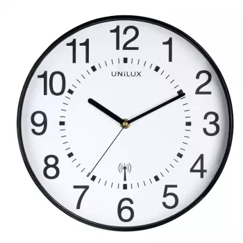 Nástenné hodiny Unilux WAVE okrúhle čierne, priemer 30 cm, batéria AA, 1,5 V