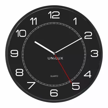 Nástenné/stolné hodiny Unilux 400094568 — quartz, okrúhle, čierne, priemer 57,5 cm, batéria (AA)
