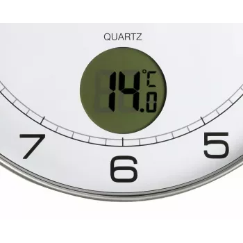 Nástenné/stolné hodiny Unilux 400094592 — quartz, okrúhle metalické strieborné, Ø 30 cm, batéria AA/AAA