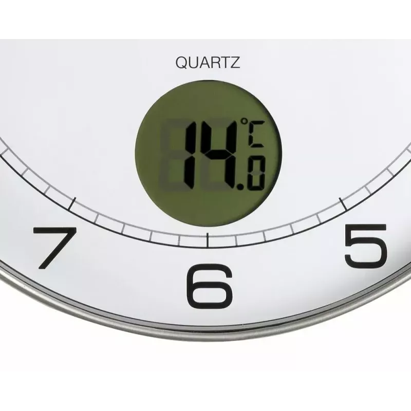 Nástenné/stolné hodiny Unilux 400094592 — quartz, okrúhle metalické strieborné, Ø 30 cm, batéria AA/AAA