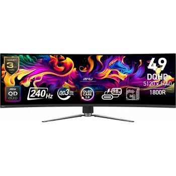 MSI MPG 491CQPX QD-OLED počítačový monitor 124,5 cm (49 inch) 5120 x 1440 pixelov Dual QHD čierna