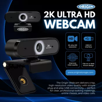 Origin Storage USB webkamera 2K Full HD, 5 MP, 2592 x 1944 pixelov, 2K Ultra HD, 60 fps, 10x, USB 2.0