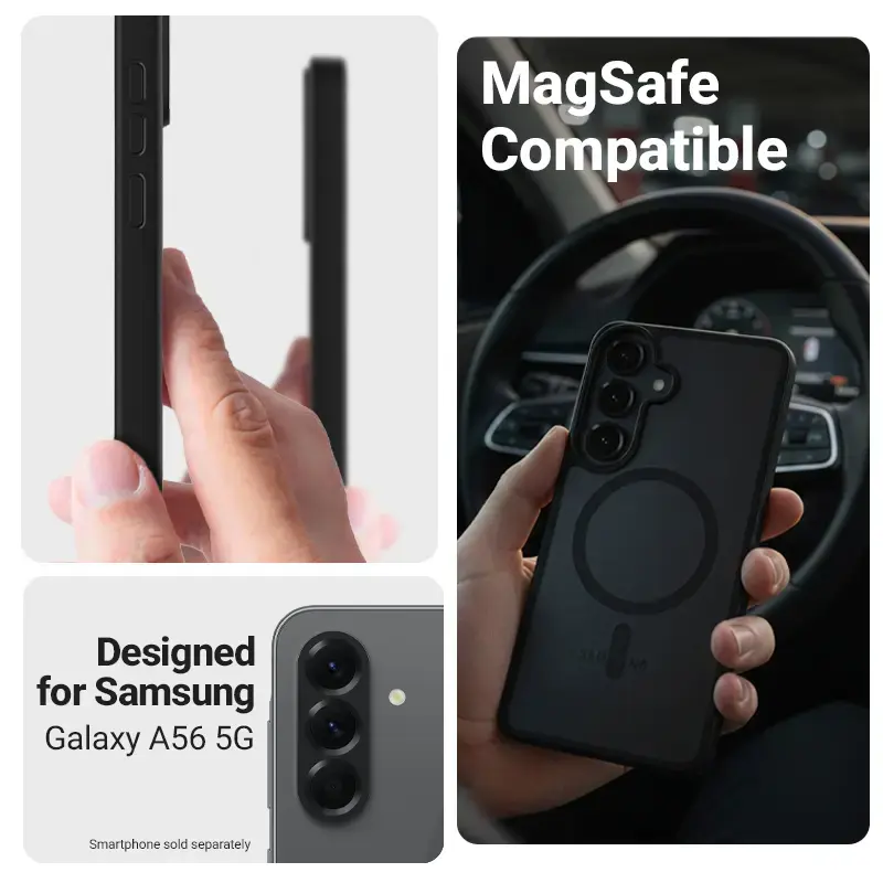 Ochranné puzdro Crong Hybrid Matte Magnetic pre Samsung Galaxy A56 — TPU + PC, čierna