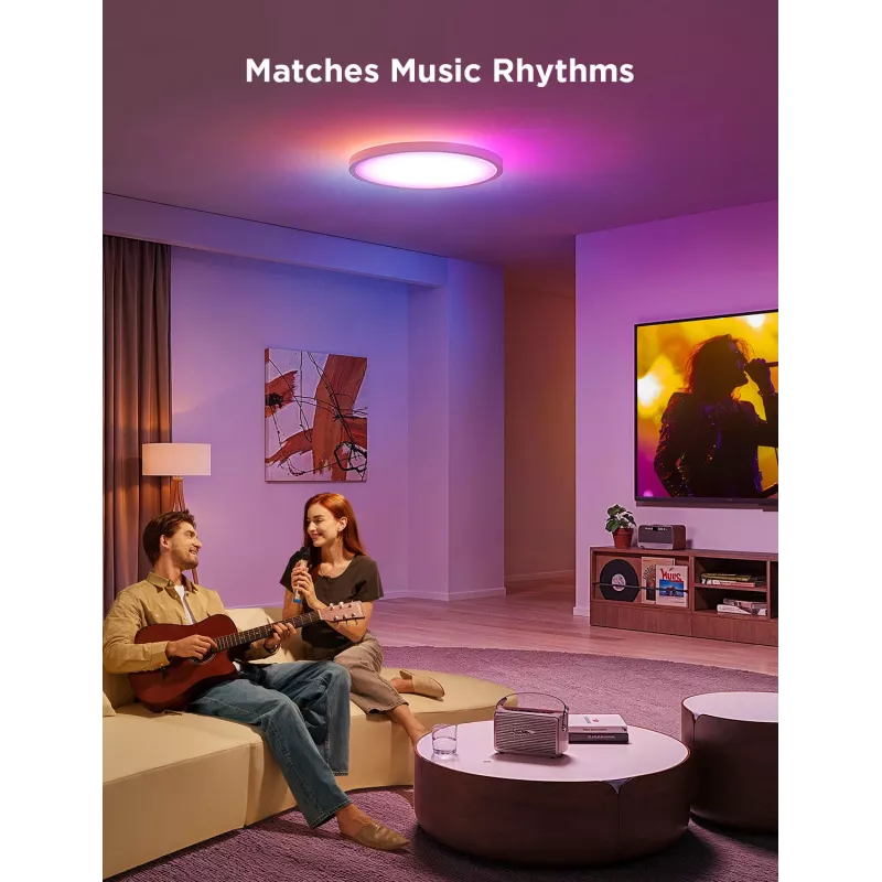 Smart stropné svietidlo Govee 30 cm RGBWW + RGBIC Wi‑Fi/Bluetooth 28 W, biela, Ø300×30 mm