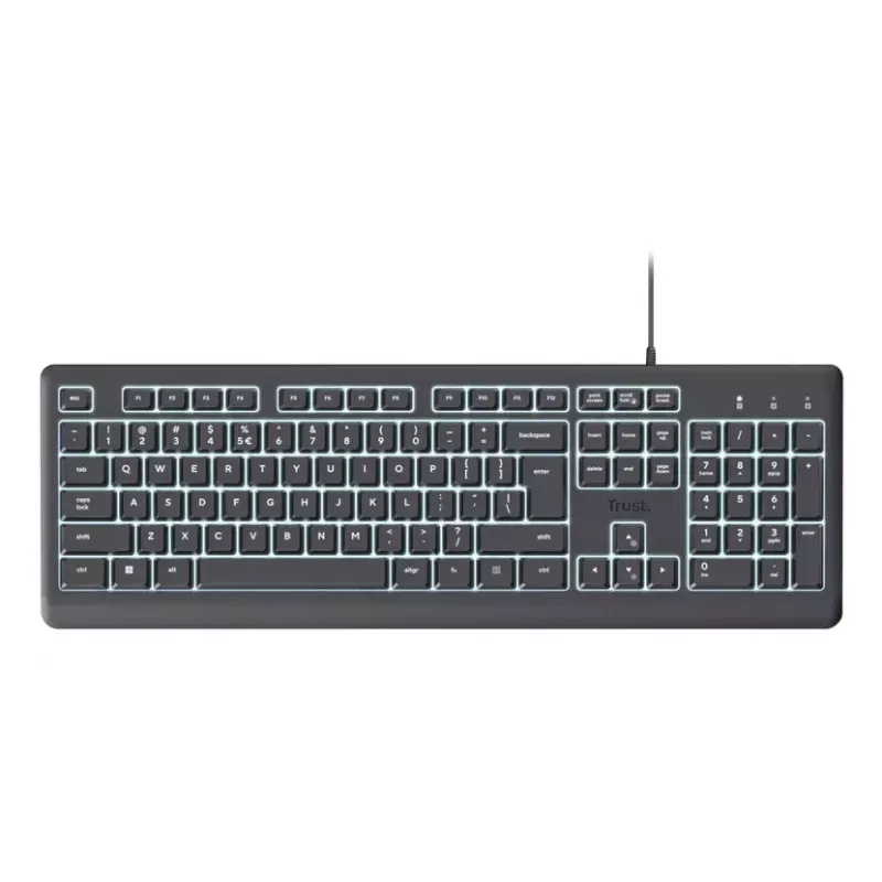 Trust Primo podsvietená klávesnica Home/Office USB QWERTY US English čierna