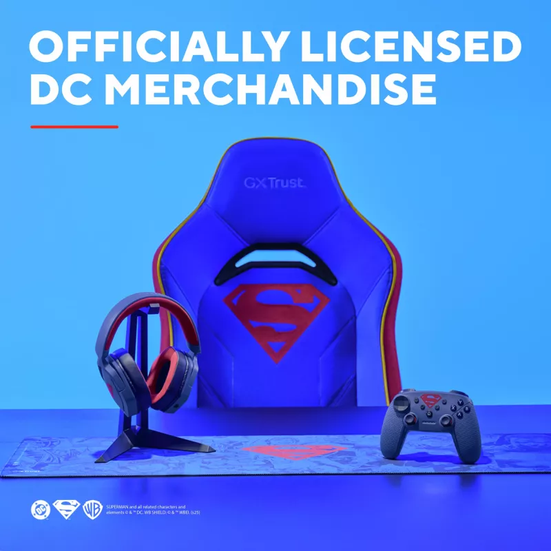 Herná stolička TRUST RUYA PRO GXT721SM Superman — ergonomický dizajn, výškovo nastaviteľná