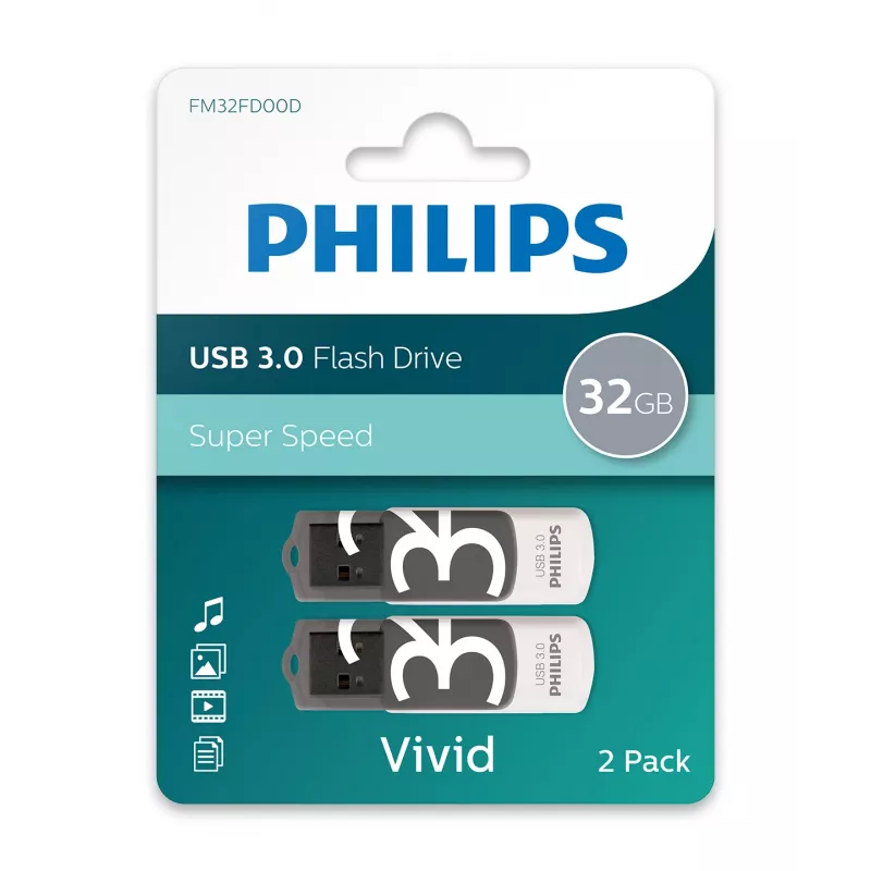 Philips FM32FD00D/00 Vivid Edition USB flash disk 32 GB, USB 3.0, Shadow Grey, balenie 2 ks