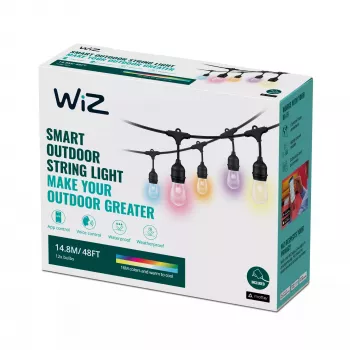 WiZ String Lights, inteligentná svetelná reťaz, Wi-Fi/Bluetooth, čierna, Wi-Fi 4 (802.11n), 802.11b, 802.11g, LED, plast