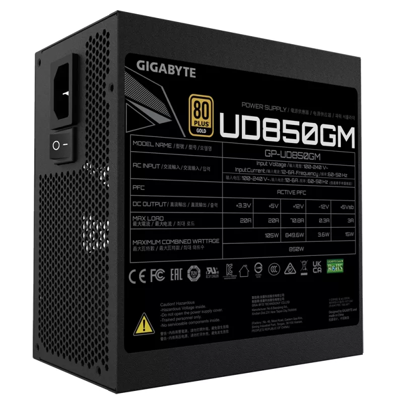 GIGABYTE UD850GM napájací zdroj 850 W 20+4 Pin ATX ATX čierny