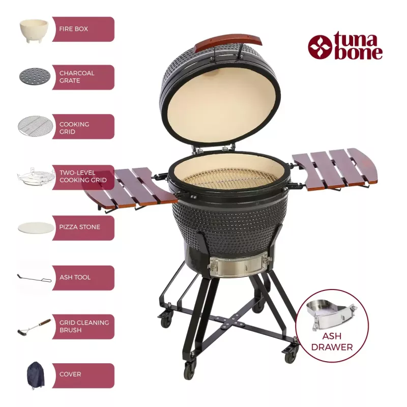 TunaBone Kamado Pro 22-palcový gril, veľkosť M, tmavosivý