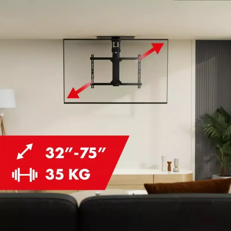 Stropný držiak na TV, elektrický, MACLEAN MC-490, pre TV 32–75 palcov, motorizované naklápanie a otáčanie
